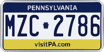PA license plate MZC2786