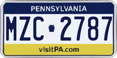 PA license plate MZC2787