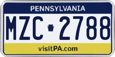 PA license plate MZC2788