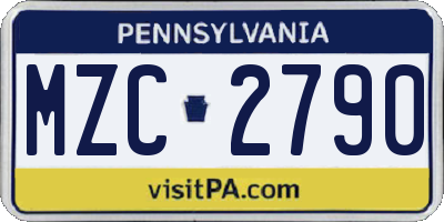 PA license plate MZC2790