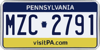 PA license plate MZC2791