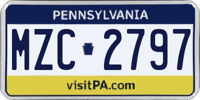 PA license plate MZC2797