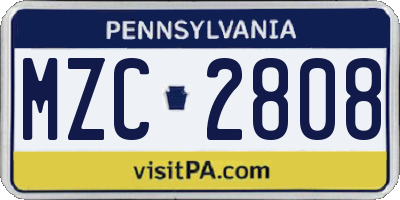 PA license plate MZC2808