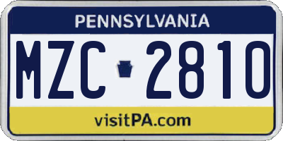 PA license plate MZC2810