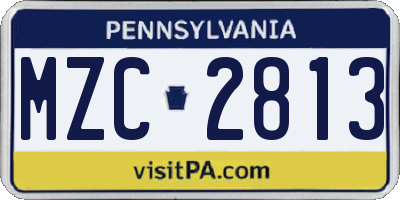 PA license plate MZC2813