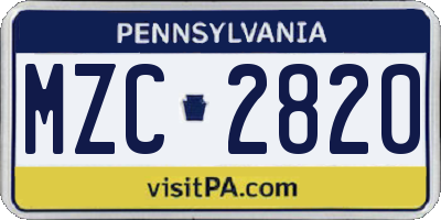 PA license plate MZC2820