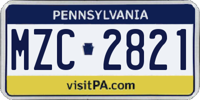 PA license plate MZC2821
