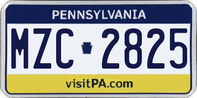 PA license plate MZC2825