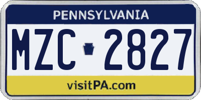 PA license plate MZC2827