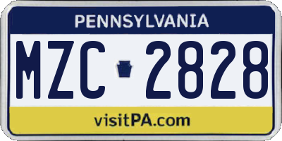 PA license plate MZC2828