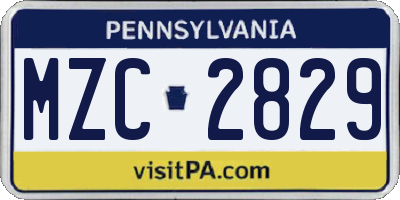 PA license plate MZC2829