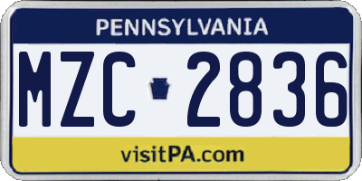 PA license plate MZC2836