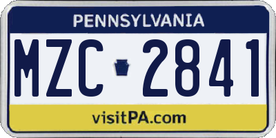 PA license plate MZC2841