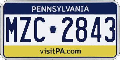 PA license plate MZC2843