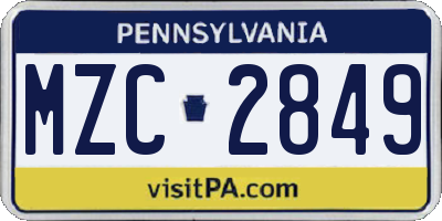 PA license plate MZC2849