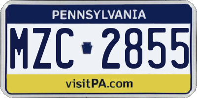 PA license plate MZC2855