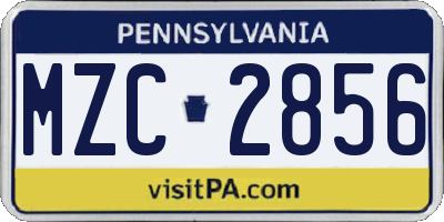 PA license plate MZC2856