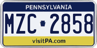 PA license plate MZC2858