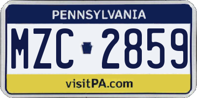 PA license plate MZC2859