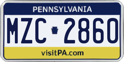 PA license plate MZC2860
