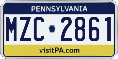 PA license plate MZC2861