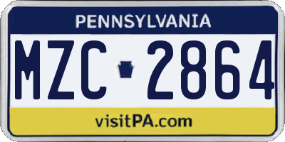 PA license plate MZC2864