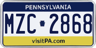 PA license plate MZC2868