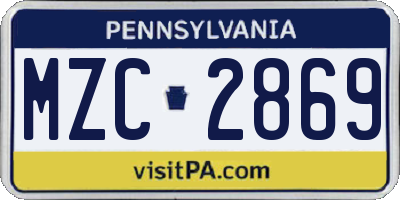 PA license plate MZC2869