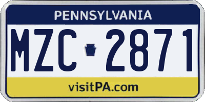 PA license plate MZC2871