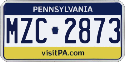 PA license plate MZC2873