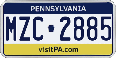 PA license plate MZC2885