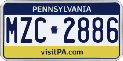 PA license plate MZC2886