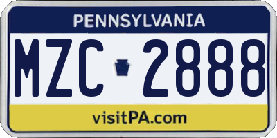 PA license plate MZC2888