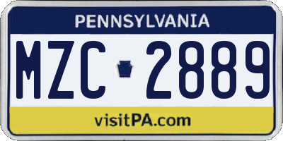 PA license plate MZC2889