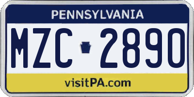 PA license plate MZC2890