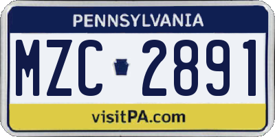 PA license plate MZC2891