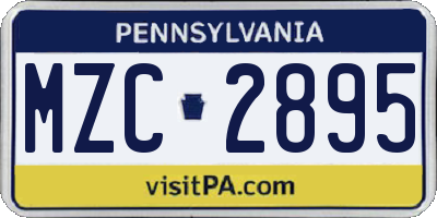 PA license plate MZC2895