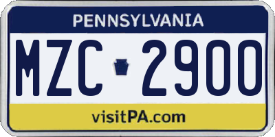PA license plate MZC2900