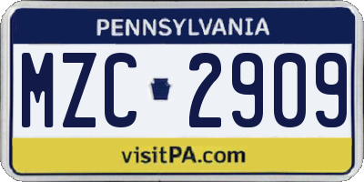 PA license plate MZC2909