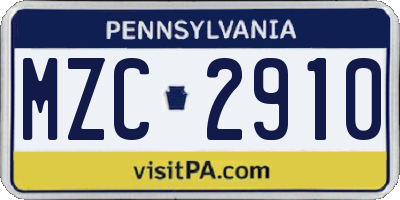 PA license plate MZC2910