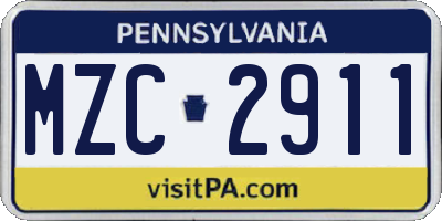 PA license plate MZC2911