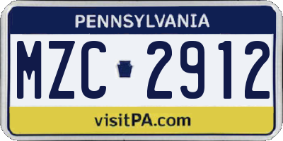 PA license plate MZC2912