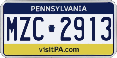 PA license plate MZC2913