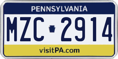 PA license plate MZC2914