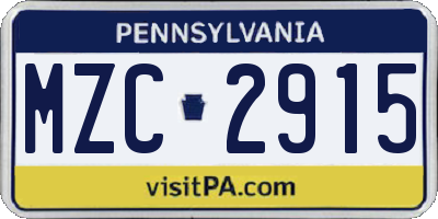 PA license plate MZC2915