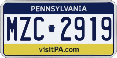 PA license plate MZC2919