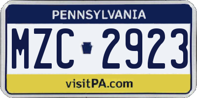 PA license plate MZC2923