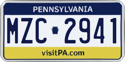 PA license plate MZC2941