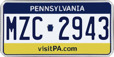 PA license plate MZC2943