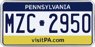 PA license plate MZC2950